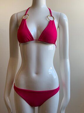 Sauvage california hot pink gold ring triangle top luxury bikini
